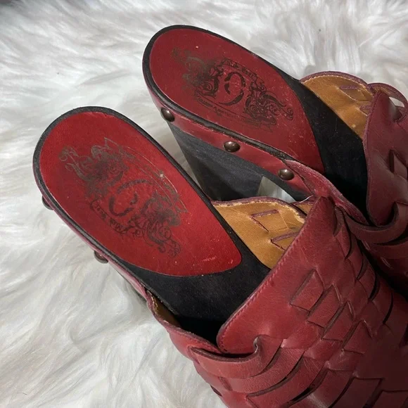 Nine West Red Leather Woven Mules-7.5 - Picture 2 of 6